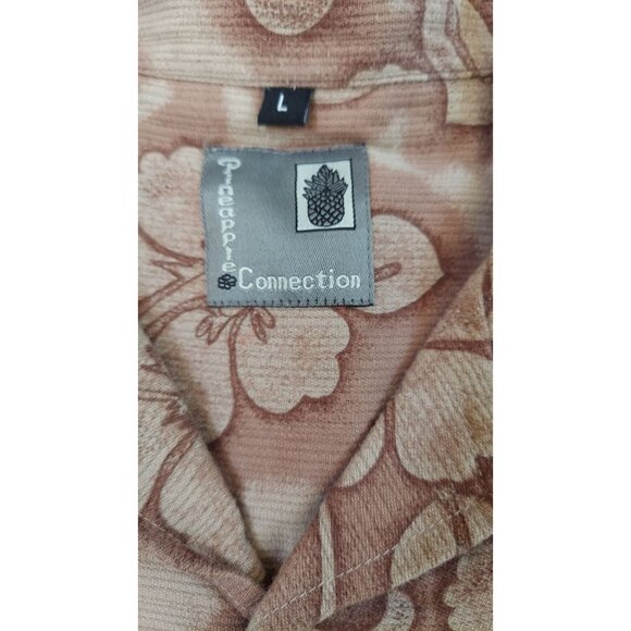 Pineapple Connection Hawaiian Shirt Retro Print Adult Men's Large Brown Vintage - Picture 2 of 6